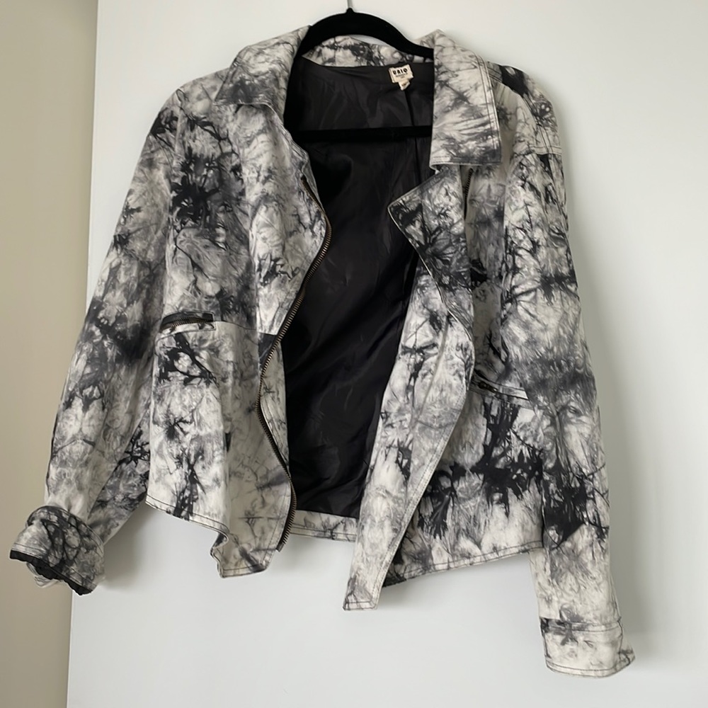 Moto jacket with gold hardware detail